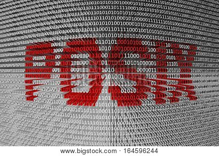 Posix in the form of binary code, 3D illustration