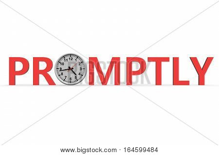 promptly watch with text over white background 3D illustration