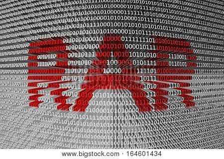 RAR are presented in the form of binary code 3d illustration