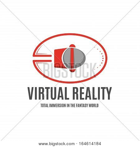 Logo on VR. Design in flat style. Vector illustration isolated on white background