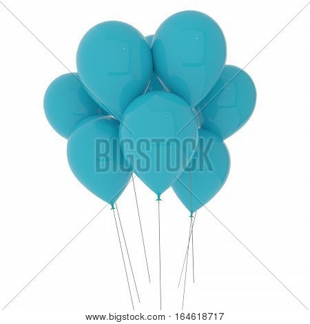 blue balloons on isolated white in 3D illustration