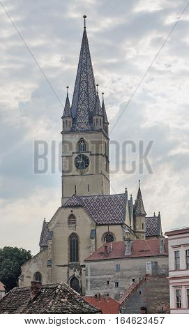 Sibiu, Romania - August 10, 2016: The Lutheran Cathedral Of Saint Mary, Most Famous Gothic-style Chu