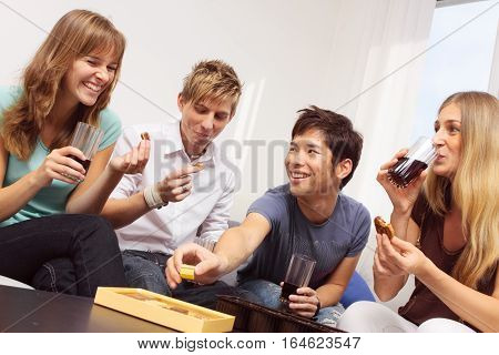 friends having a small party at home