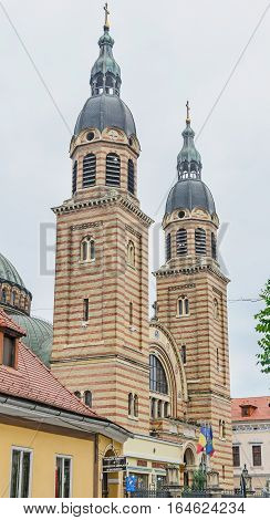 Sibiu, Romania - August 10, 2016: The Holy Trinity Cathedral (catedrala Sfânta Treime)