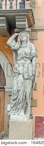 Sibiu, Romania - August 10, 2016: The House With Caryatides (casa Cu Cariatide)