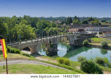 View of the village of Navarrenx in the Pyrenees