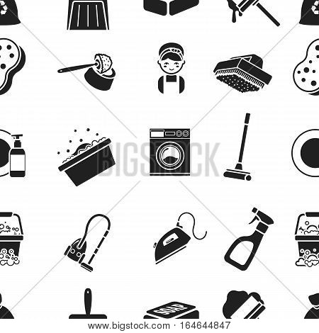 Cleaning pattern icons in black style. Big collection of cleaning vector symbol stock
