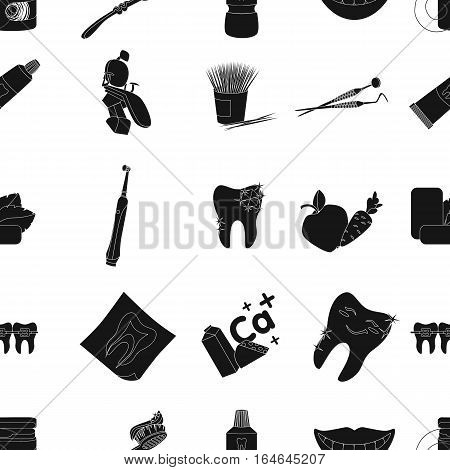 Dental care pattern icons in black design. Big collection of dental care vector symbol stock illustration
