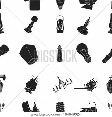 Light source pattern icons in black style. Big collection of light source vector symbol stock