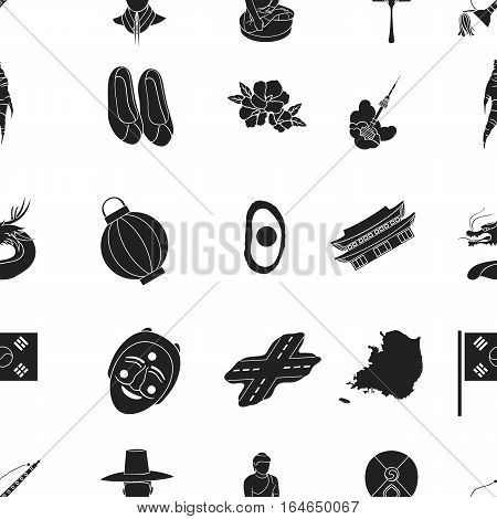 South Korea pattern icons in black style. Big collection of South Korea vector symbol stock
