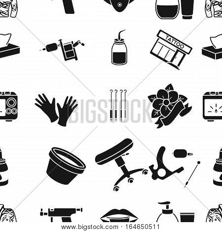 Tattoo studio pattern icons in black style. Big collection of tattoo studio vector symbol stock