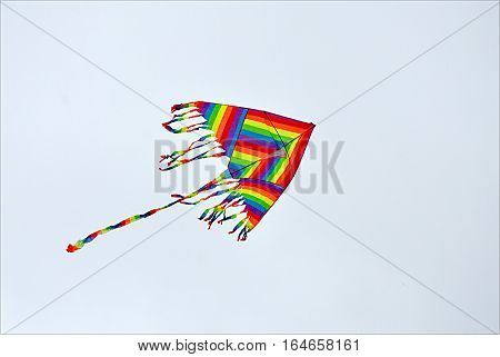 Detailed view of the flying kite in the sky