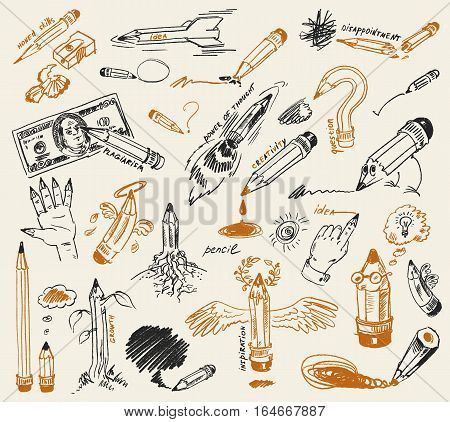 Pencil drawing. Vector version of raster image