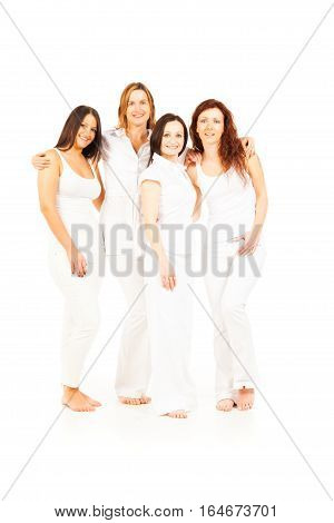 4 ladies aged between approx. 20 and approx. 40 on white background