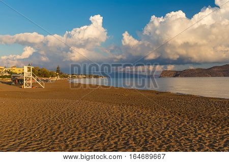 Kato Stalos beach near Chania great golden sand Chania prefecture Western Crete Greece