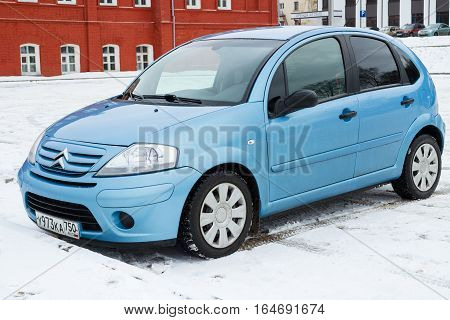 Smolensk, Russia - December 01, 2016: New Citroen C3 parked in winter street near a house.