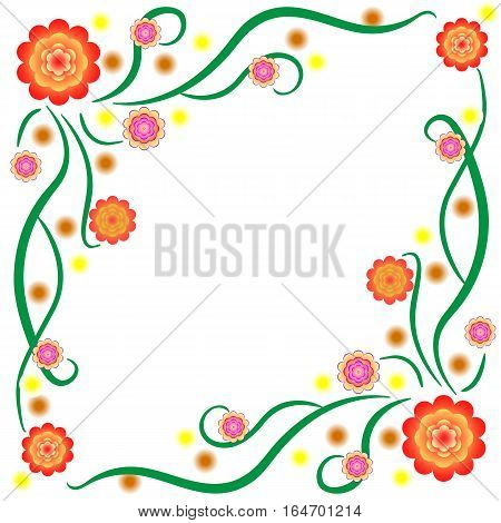 The pattern of bright stylized flowers with stems to decorate letterscardspost. Vector illustration