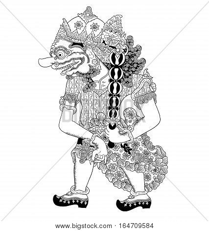 Cingkarabala, a character of traditional puppet show, wayang kulit from java indonesia.