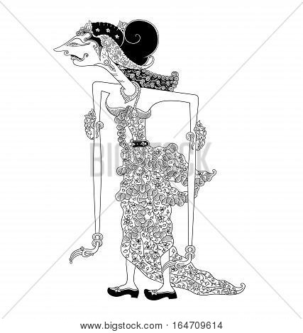 Dewi Winata, a character of traditional puppet show, wayang kulit from java indonesia.
