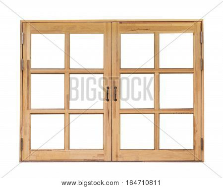Wooden classic window isolated on white background