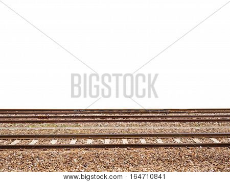 Railroad side view isolated on white background