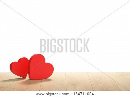 3D render of heart shape boxes on white background.