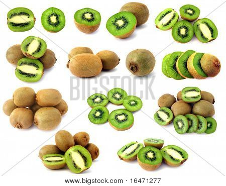 raccolta di kiwi verde isolato su sfondo bianco (grandi dimensioni)