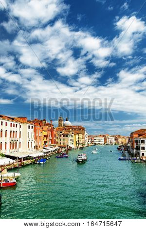 View Of The Grand Canal With Boats In Venice, Italy