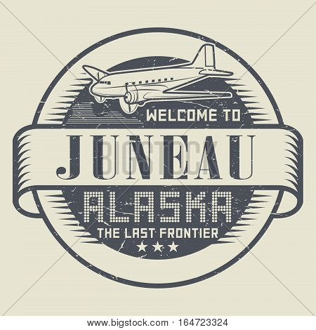Grunge rubber stamp or tag with text Welcome to Juneau Alaska vector illustration