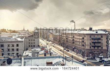 View From The Roof In Winter Petersburg