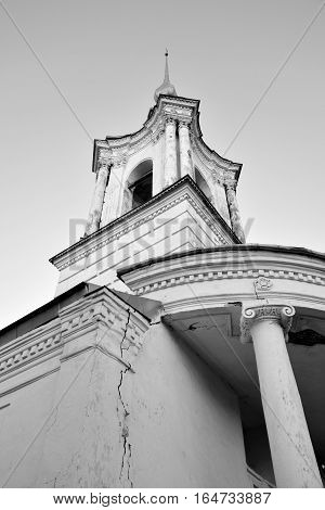 Old Church Barlaam Khutynsky in Vologda Russia. Black and white.