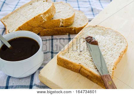 black coffee with whole wheat bread for breakfast