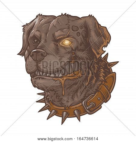 illustration of evil mad dog grinning teeth