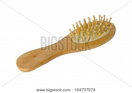 Comb. Wooden combon isolated on white background.Clipping path