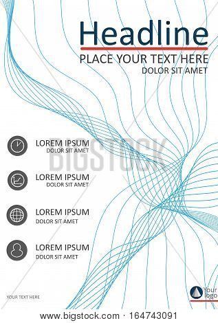 A4 cover design. Abstract lines wave background. Business brochure journal conference annual report magazine banner flyer booklet company profile. Vector.