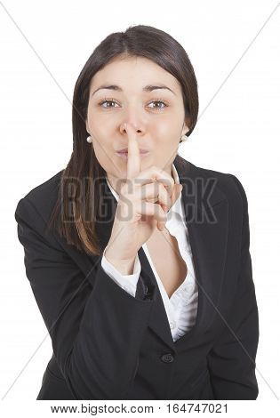 Businesswoman Gesturing Silence