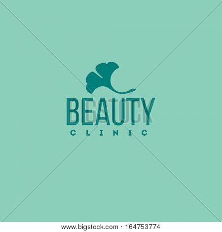 Beauty clinic logo design vector template. Ginkgo leaf icon