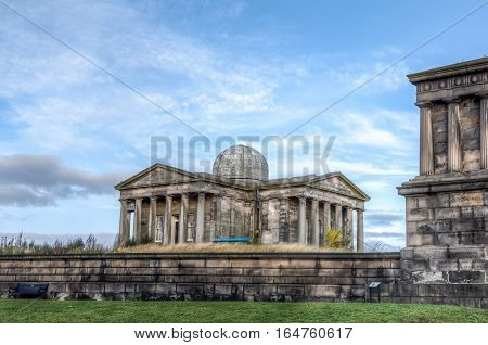 Calton Hill monument and observatory in Edinburgh Scotland UK