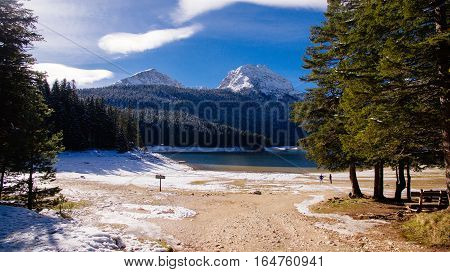 Winter Mountains And Snow Lake