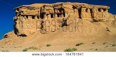 Butte at the dried shore of Razazza lake aka Milh lake or Sea of Salt Iraq