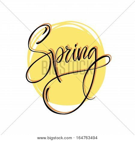 Vector illustration. Modern calligraphy brush. Lettering. The word "Spring".