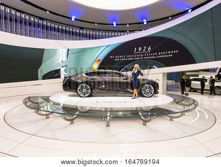 DETROIT MI/USA - JANUARY 9 2017: A Cadillac Escala Concept car at the North American International Auto Show (NAIAS).