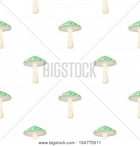 Green amanita icon in cartoon style isolated on white background. Mushroom pattern vector illustration.