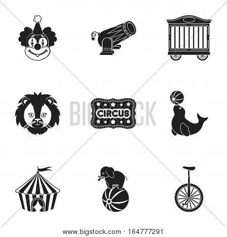 Circus set icons in black style. Big collection of circus vector symbol stock