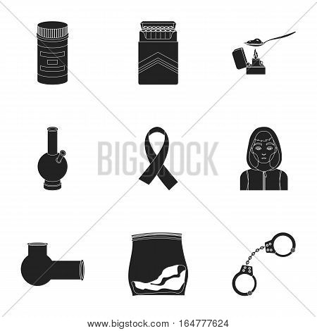Drugs set icons in black style. Big collection of drugs vector symbol stock
