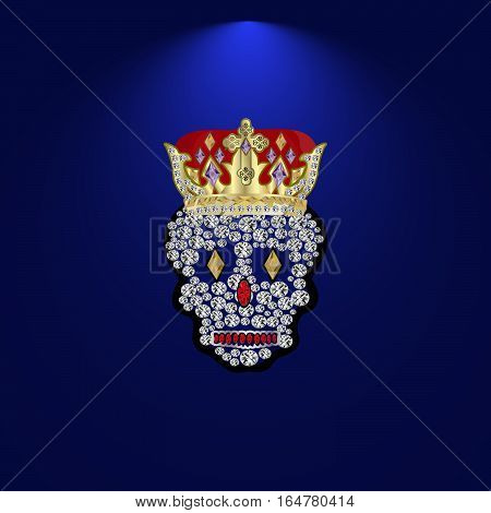 skull with a crown of precious stones