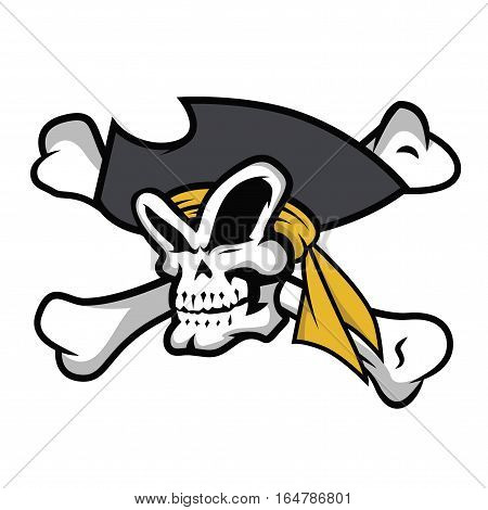 Pirate Skull with Bandanna Crossbones Logo Vector Illustration
