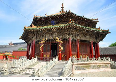 Shenyang Imperial Palace (Mukden Palace) Dazheng Hall, Shenyang, Liaoning Province, China. Shenyang Imperial Palace is UNESCO world heritage site built in 400 years ago.
