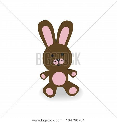 Brown and pink bunny illustration with a small shade on grey background