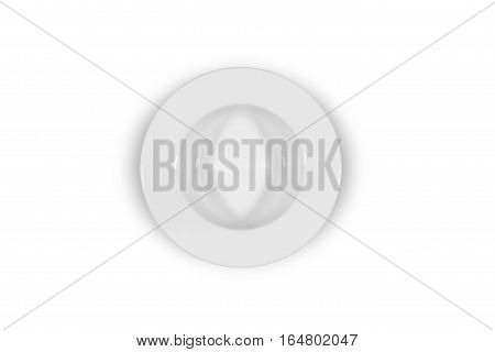 Small deep plate with wide shoulders on white background directly from above